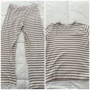 LAKE pima short long pant set pajamas - brown stripe - size medium